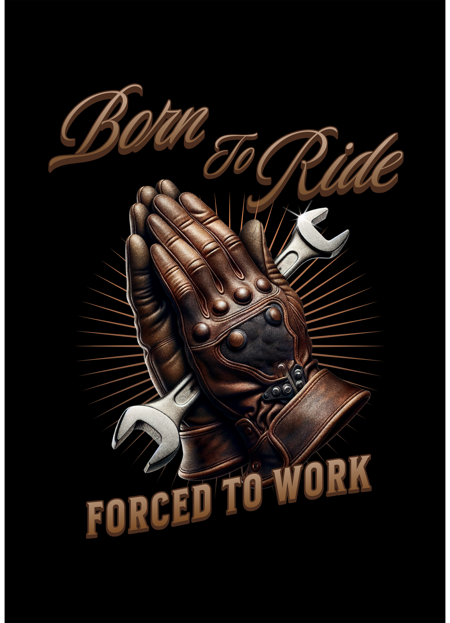 T-Shirt Biker, Harley, Born to Ride mit Aufdruck "Born to Ride - Forced to work"