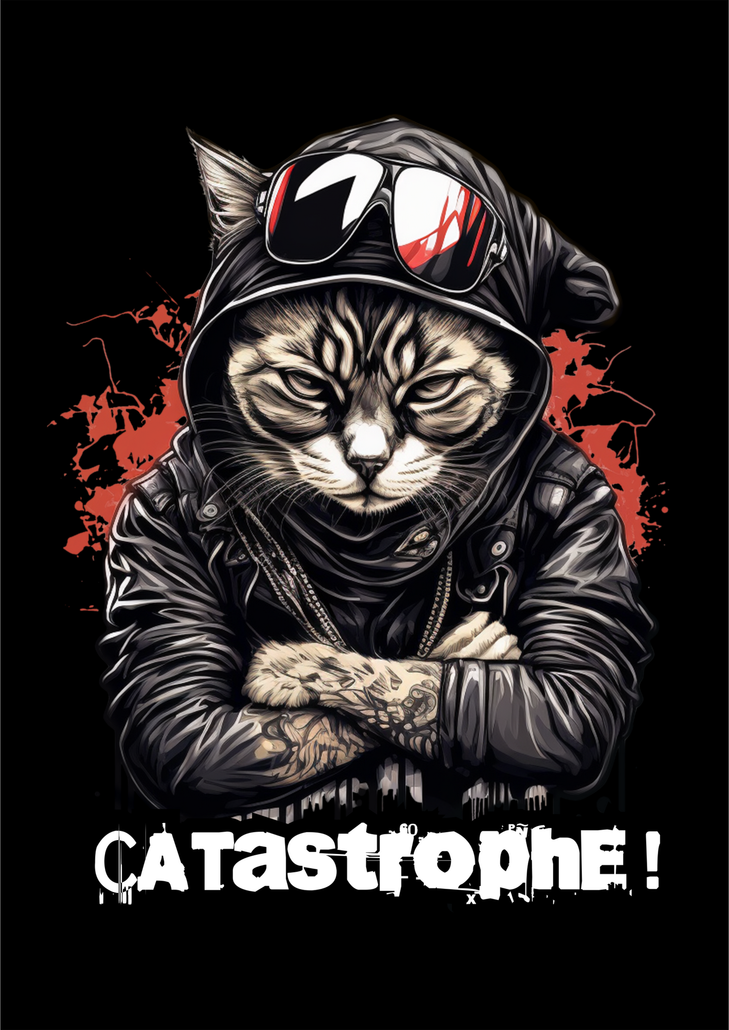 T-Shirt Cool Cat mit Aufdruck "CATastrophe"