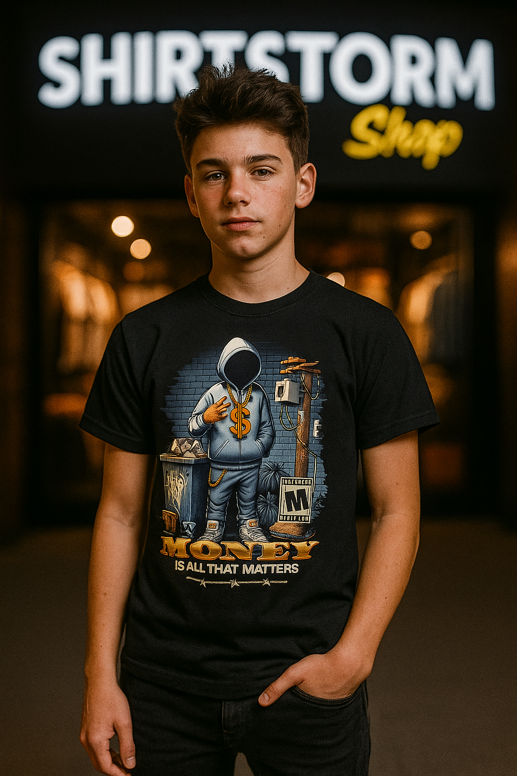 T-Shirt Gang, Money, Geld, Gangster, Ghetto mit Aufdruck "MONEY MATTERS"