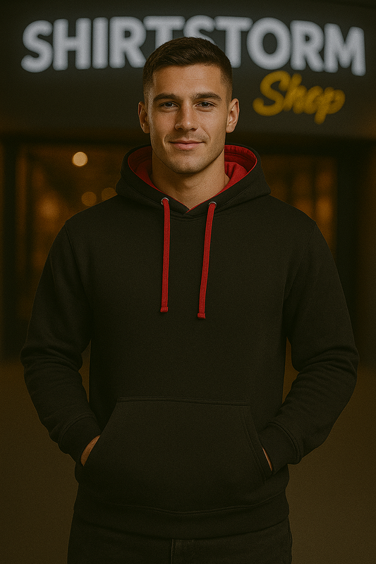 HOODIE / Kapuzenpullover JET BLACK-FIRE RED