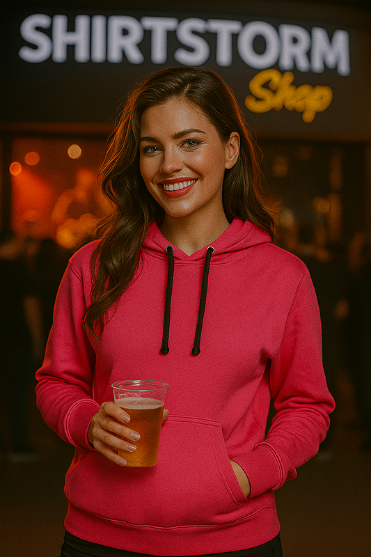 HOODIE / Kapuzenpullover HOT PINK - FRENCH NAVY