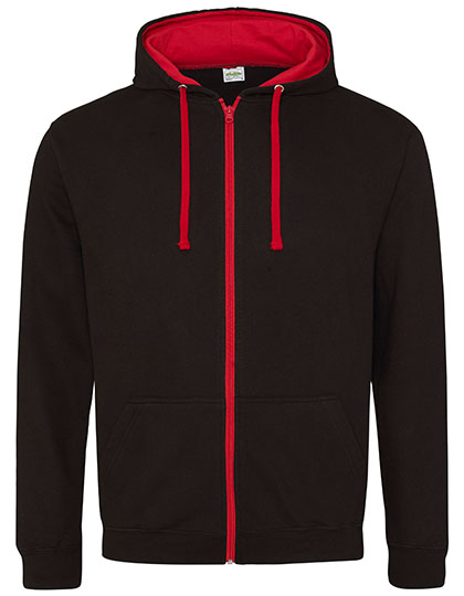 ZOODIE / Kapuzenpullover mit Zipper JET BLACK - FIRE RED
