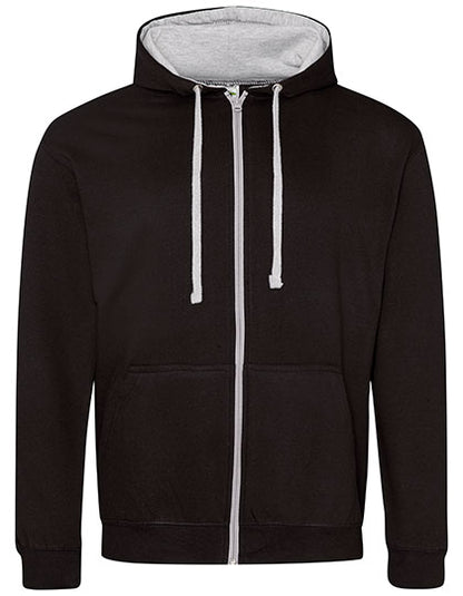 ZOODIE / Kapuzenpullover mit Zipper JET BLACK - HEATHER GREY