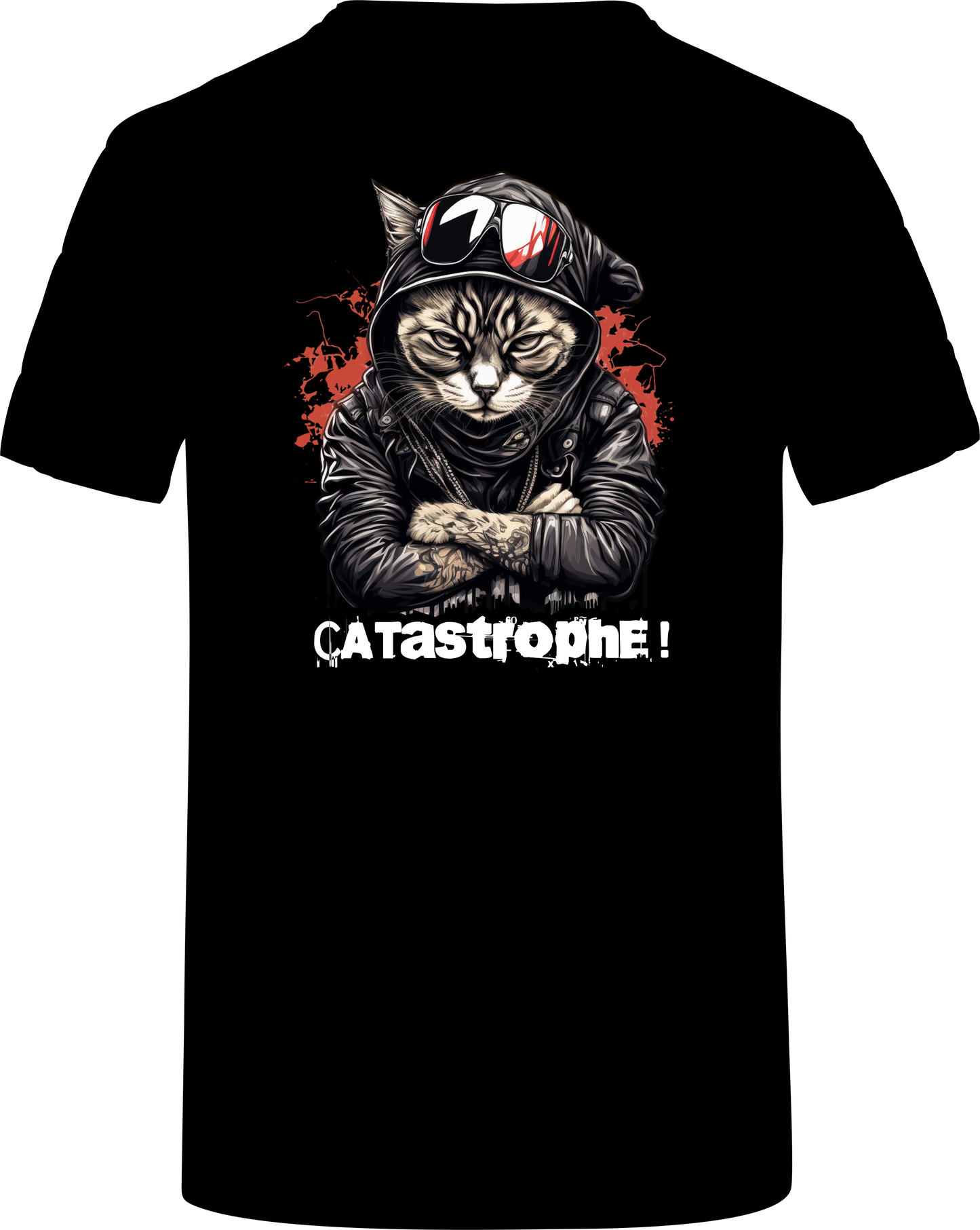 T-Shirt Cool Cat mit Aufdruck "CATastrophe"