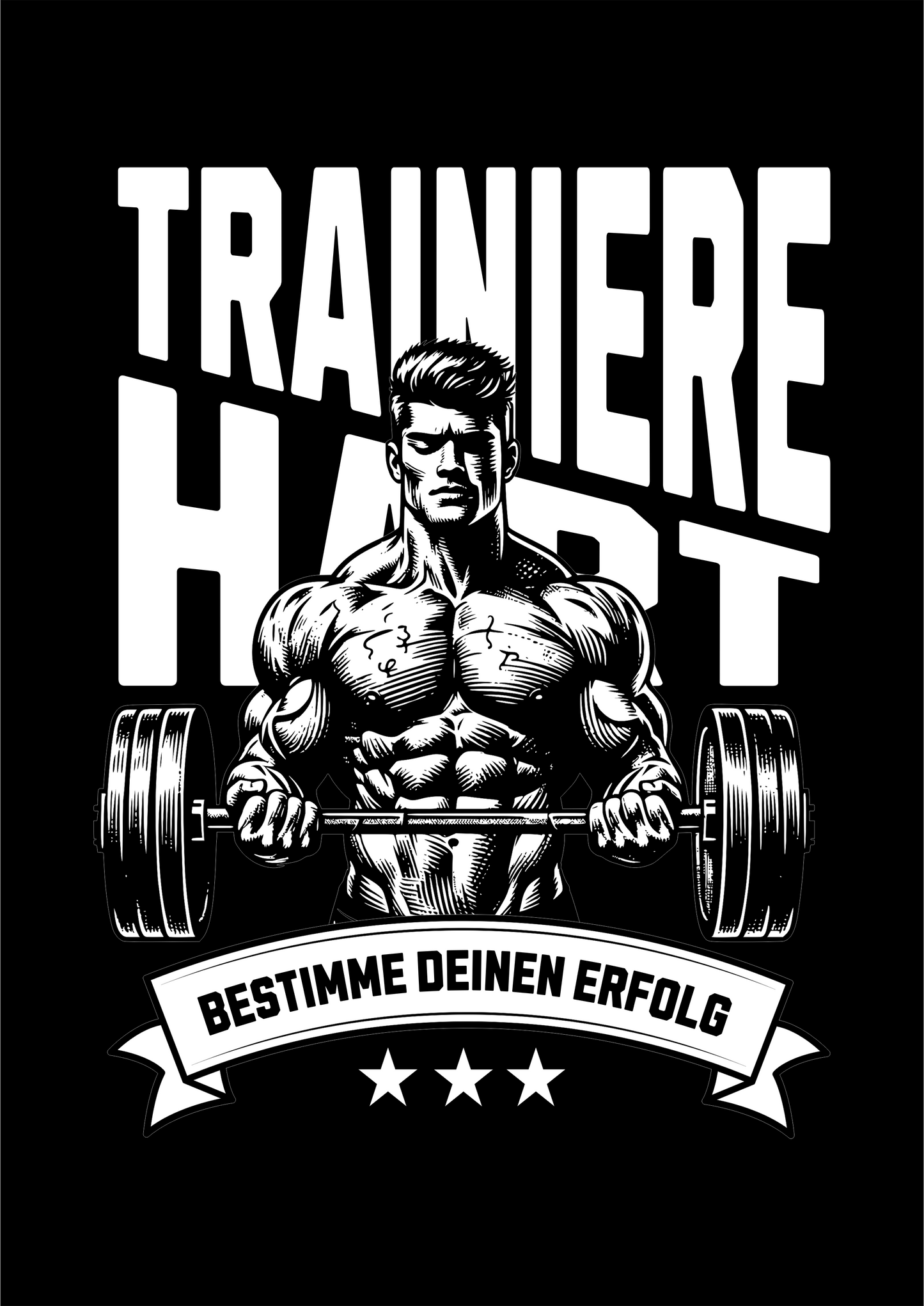 T-Shirt Fitness, Bodybuilding, Train Hard, Trainiere Hart