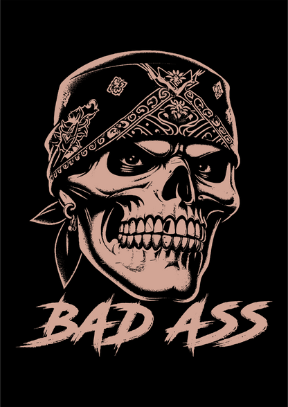 T-Shirt SKULL Bad Ass, Biker