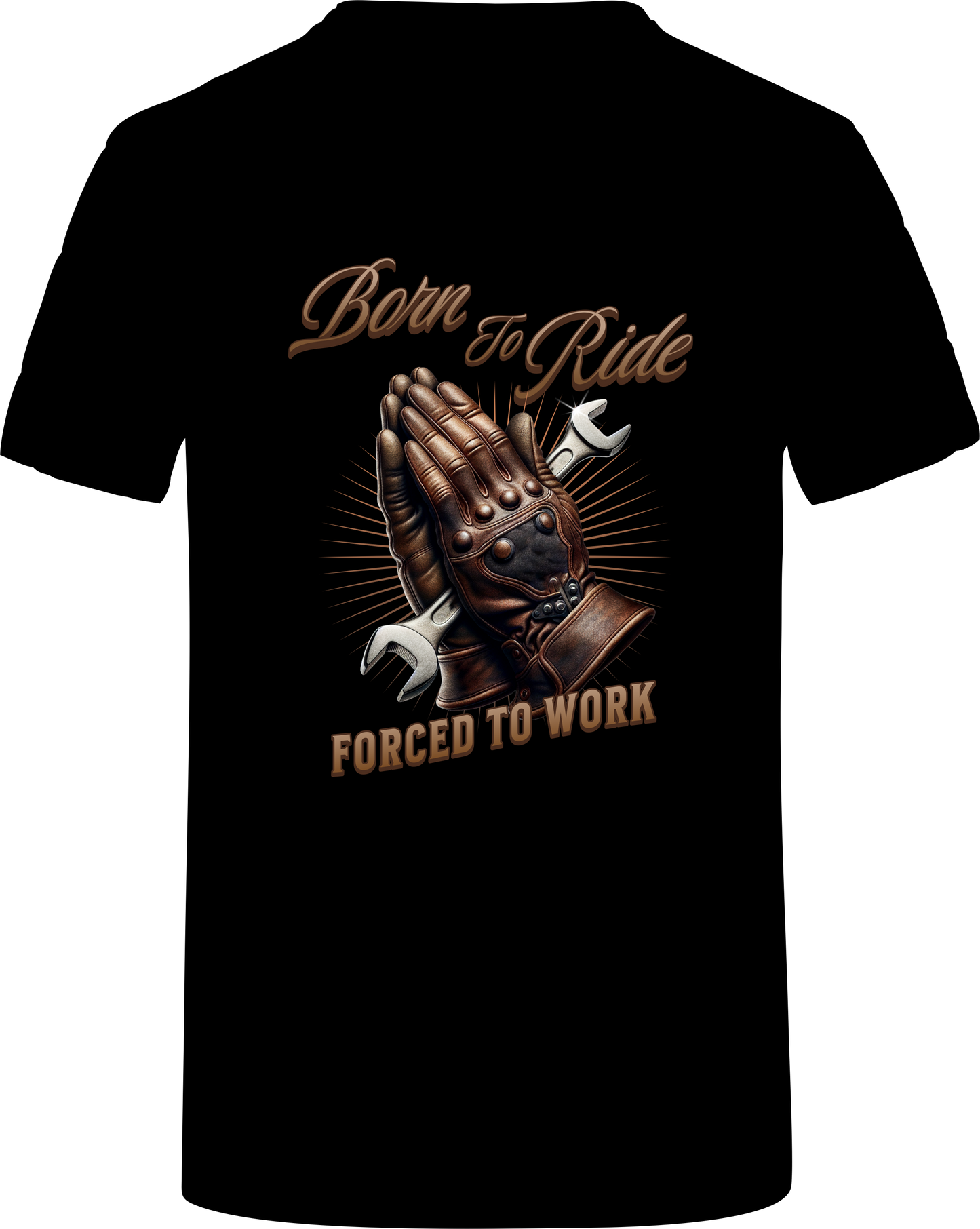 T-Shirt Biker, Harley, Born to Ride mit Aufdruck "Born to Ride - Forced to work"